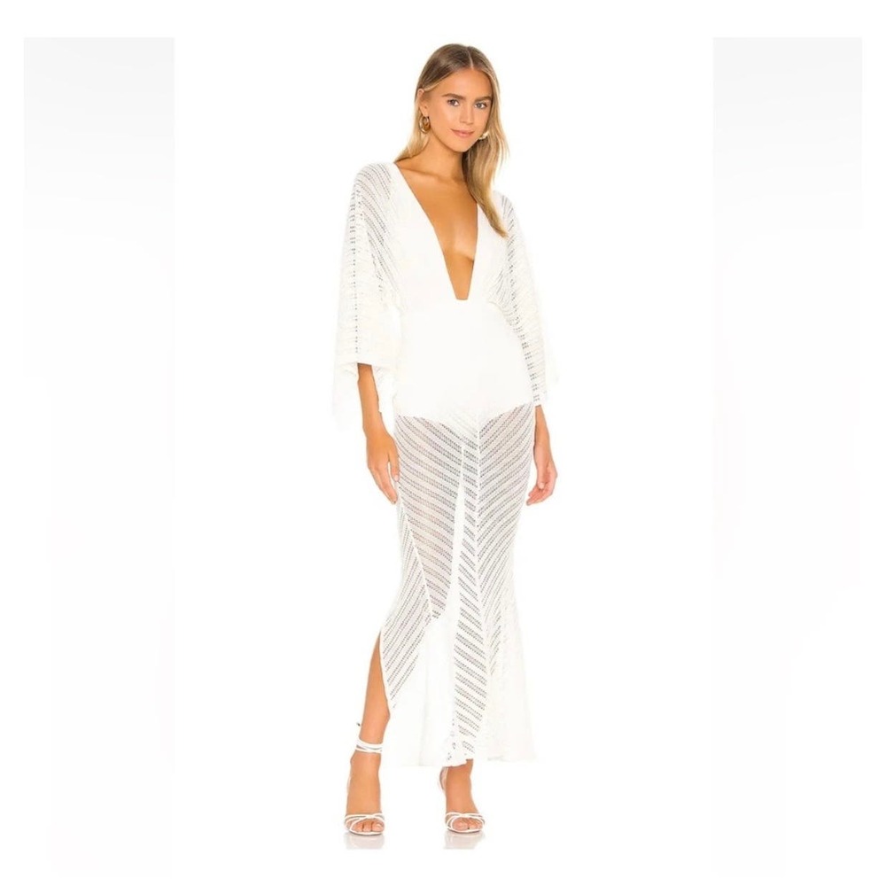 Michael Costello x Revolve Serinda White Bodysuit Maxi Dress Size M
